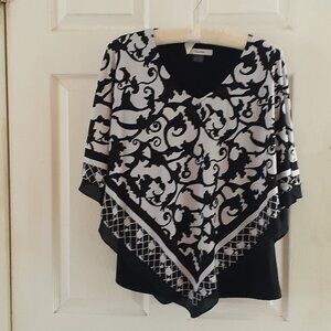 TanJay Black and White Poncho Top, Size Small.